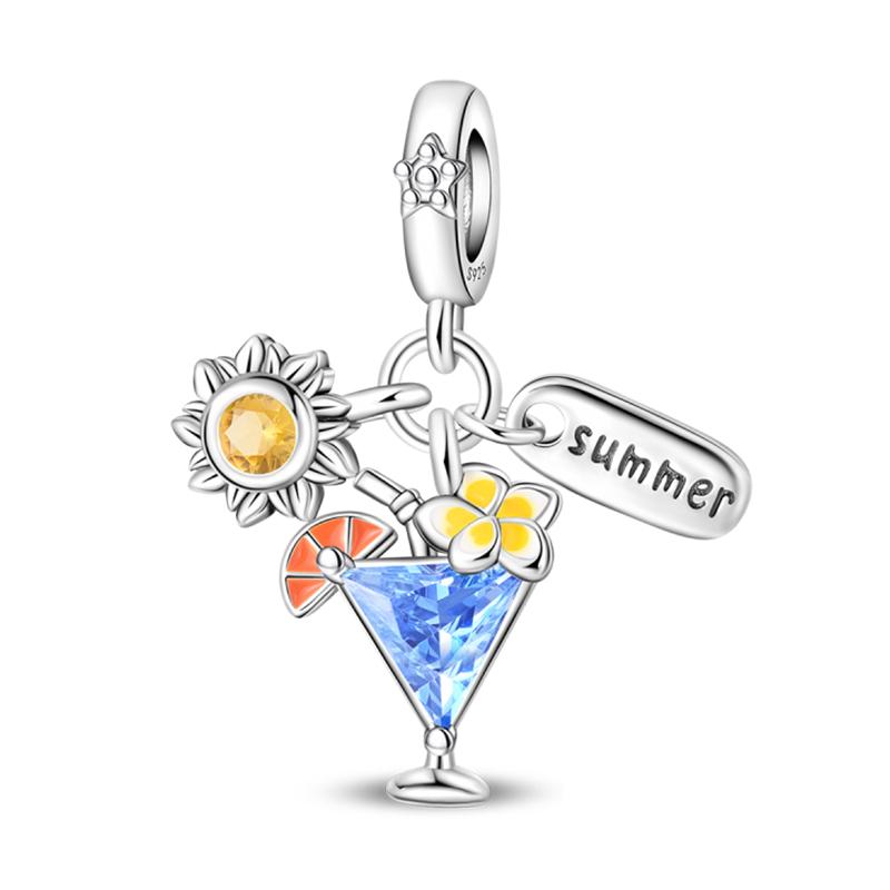 Funny Copper Metal Sail Beach Plane Mojito Sunbathing Holiday Diary Charm Bead Components Bead Components Compatible With Pan Authentic Original