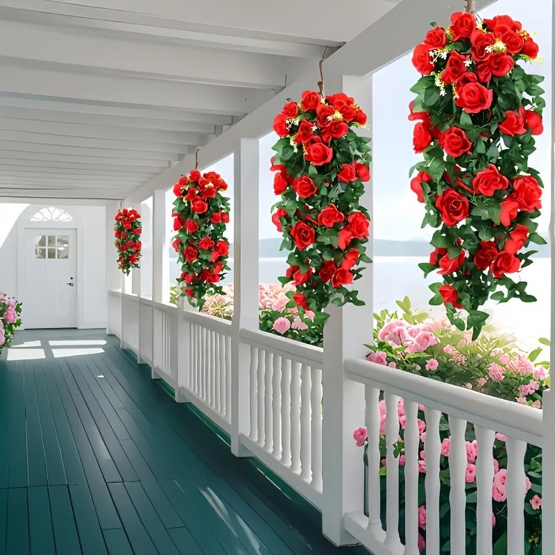 Artificial Artificial Rose Vine Wall-mounted Home Storefront, Outdoor Wedding Flower Vine and Green Plant Decoration