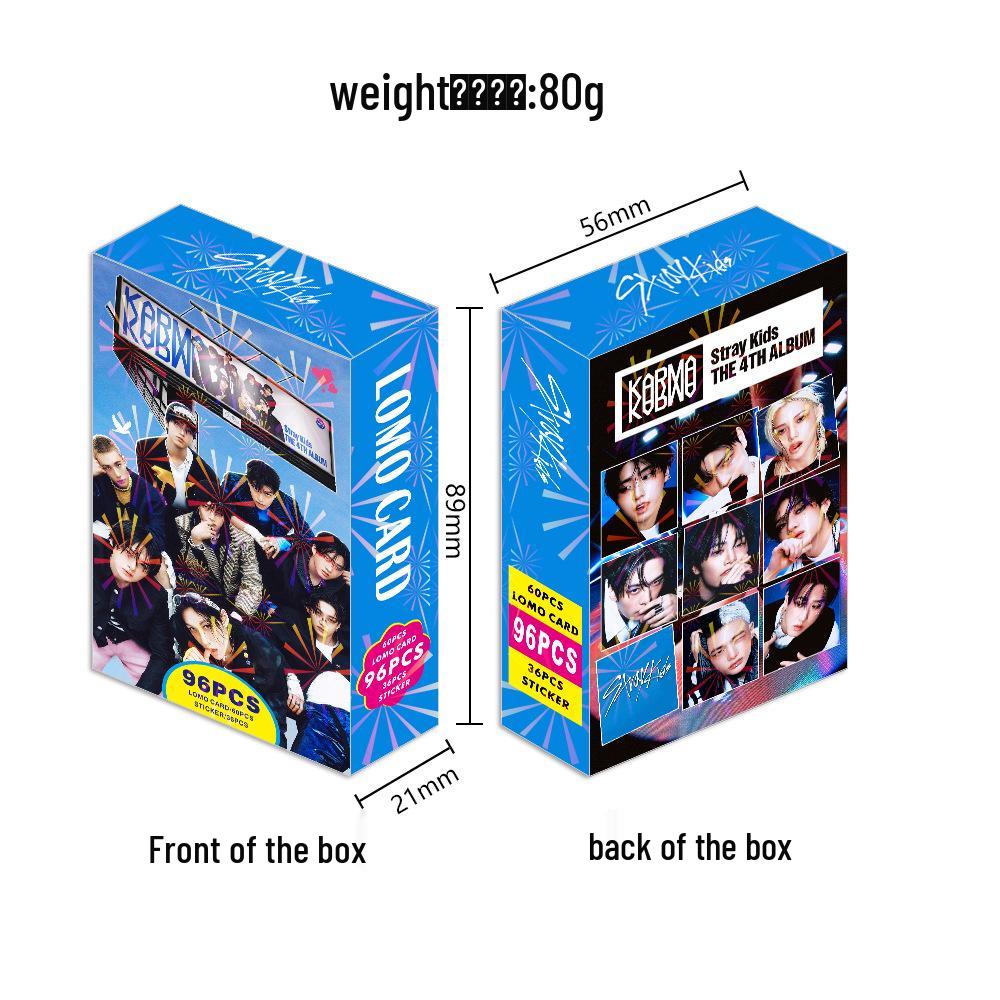 96 Star STRAY KIDS Karma Album Photo & LOMO Cards with Stickers