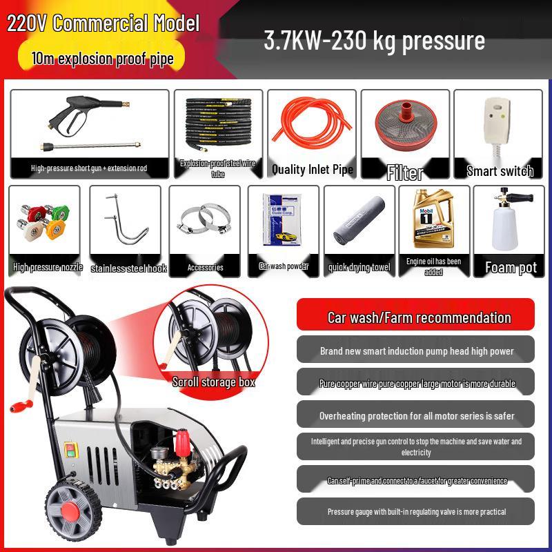 Black Cat Duke 3.7Kw High-Pressure Washer with 10m Hose Reel CN plug (adapter included)