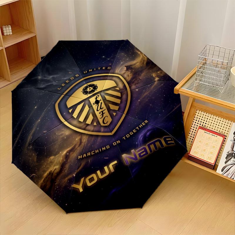 Ombrello Automatico a 3 Pieghe Leeds United Ombrello Pieghevole Antivento a 8 Stecche Protezione Sole Pioggia per Viaggi all'Aperto Uso Quotidiano