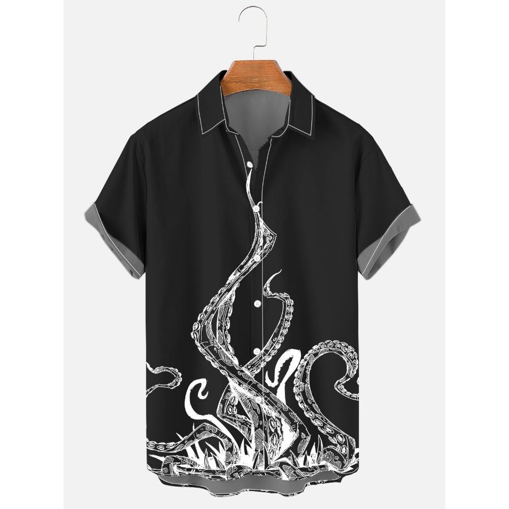 Modische Sommerhemden mit Schildkrötenprint Hawaiianische Knöpfe Herren Strand Kurzarm Lässig Revers