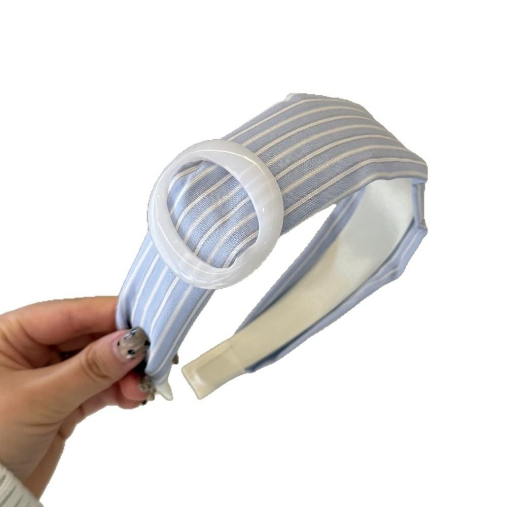 Blue Plaid Wide Brim Headband Round Shape Women Headband New Makeup Headband  For Hair Styling
