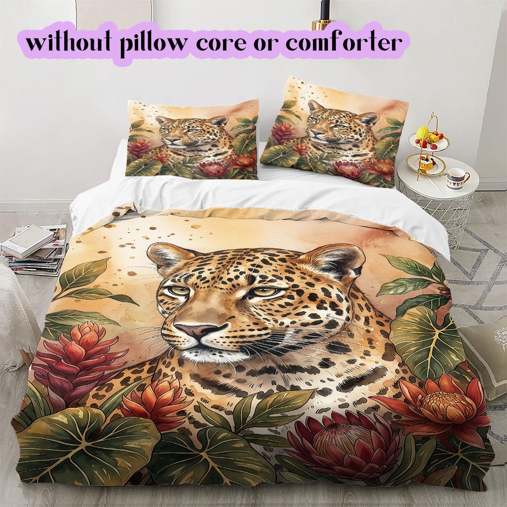 Watercolor Animal Painting Pattern Bedding,Quilt Set Quilt Cover Pillowcase Home Birthday Gift (1*duvet Cover+2*pillowcase,without Core)