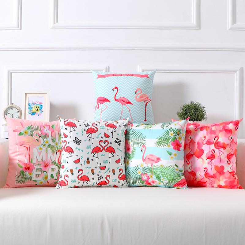 Flamingo Pillow Cushion Ins Wind Velvet Pillow Waist and Back Cushion Printed Square Pillow
