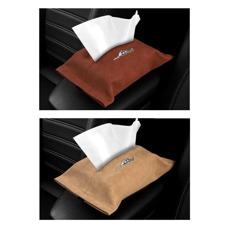 Car Suede Tissue Box Cover Easy To Carry Seat Back Accessories For Ford Mustang ST Line Mondeo Fiesta Escape Kuga Ecosport Ranger EXplorer Stickers