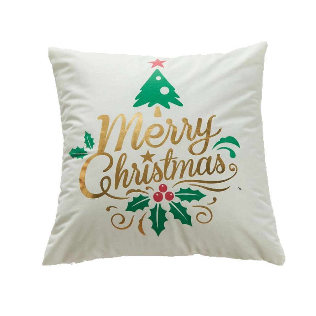 Christmas Atmosphere Bronzing Craftsmanship Festive Feel Pillow Cover Fabric Soft and Comfortable Home Sofa Pillow Bedside Cushion
