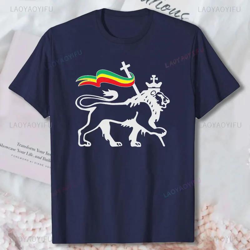 Löwe von Juda trägt Rastafari-Flagge Kunst Rasta Weed Herren Top T-Shirt Schwarz Cool Lässig Baumwoll-T-Shirt Herrenbekleidung Ropa Hombre