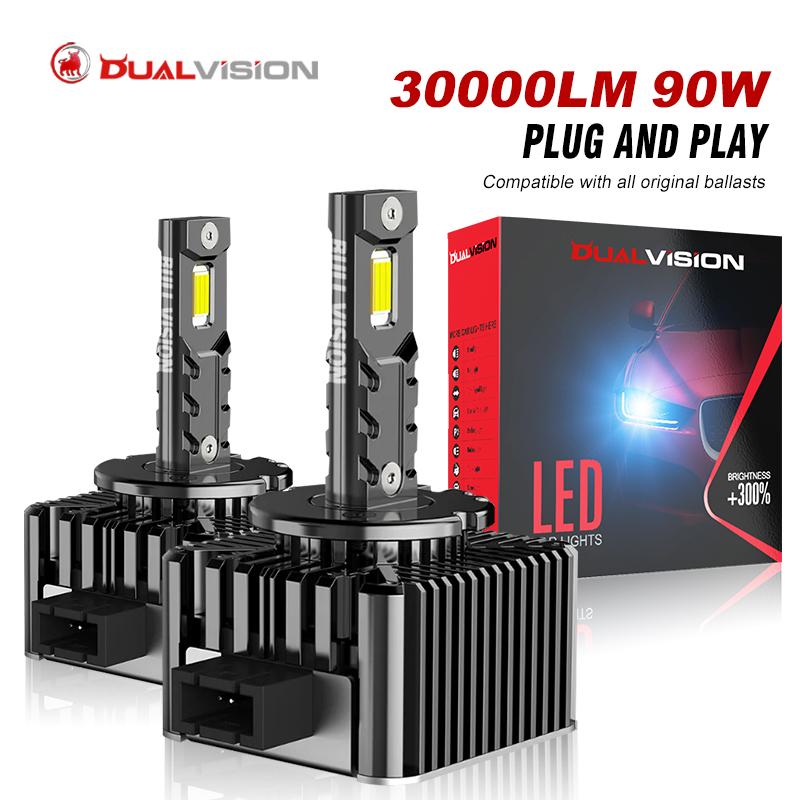 

Світлодіодні фари Dualvision D1S HID D3S D2S D4S D4R D8S D1R D2R D3R Turbo LED 30000 лм Чіп CSP 6000K Білий 4300K 70Вт 90Вт Plug&Play 6000K
