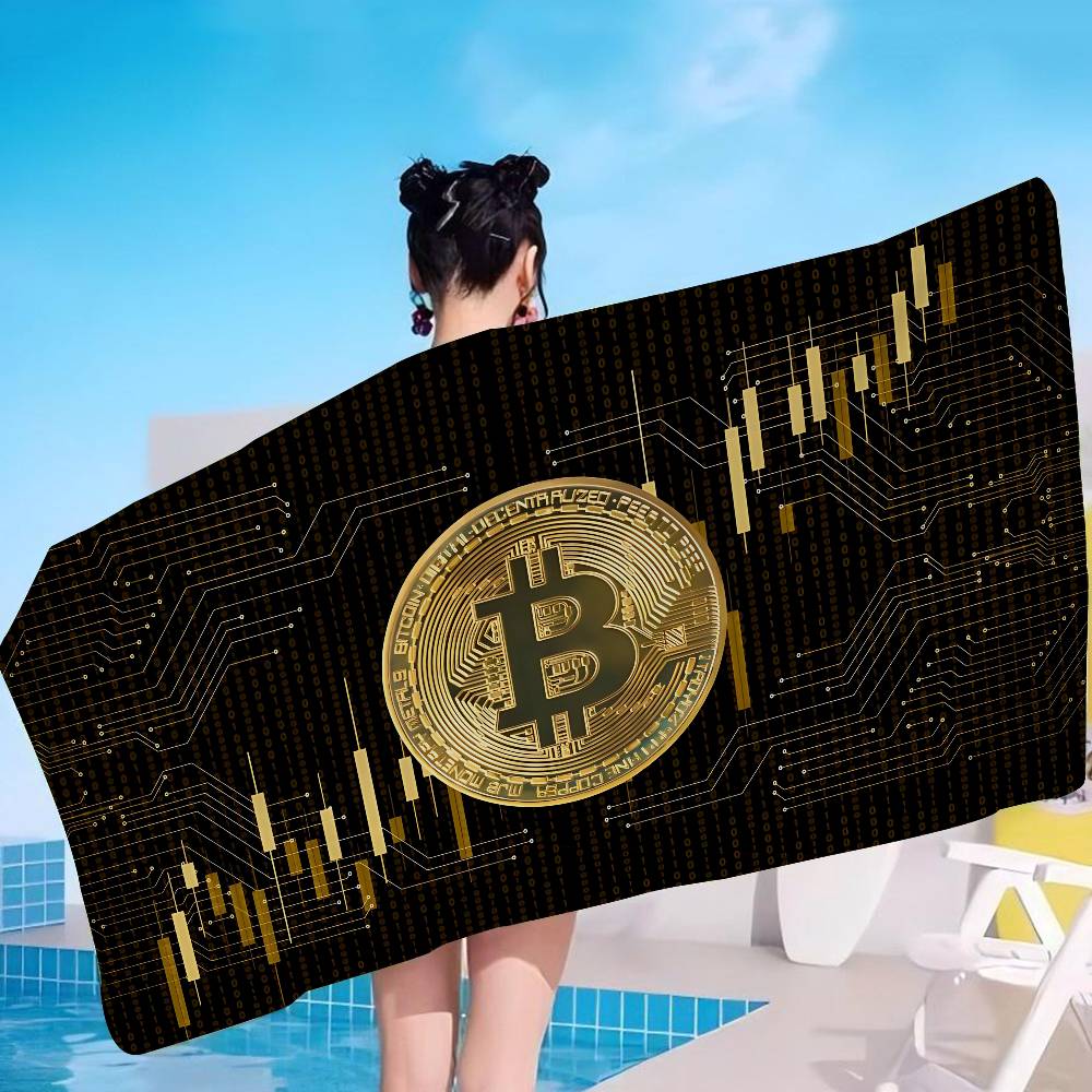 Trends Bitcoin Microfiber Printed Beach Towel Mountain Climbing Yoga Beach Swimming Running Absorbent Soft Towel