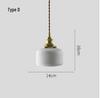 Nordic Inspired Japanese Brass & Pleated Ceramic Pendant Lamp for Restaurant, Bedroom or Dining Table