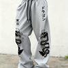Early Spring Japanese Street Style Tokyo Dragon Pattern Pants Japanese Draymorn Printed Loose Men's and Women's Pants