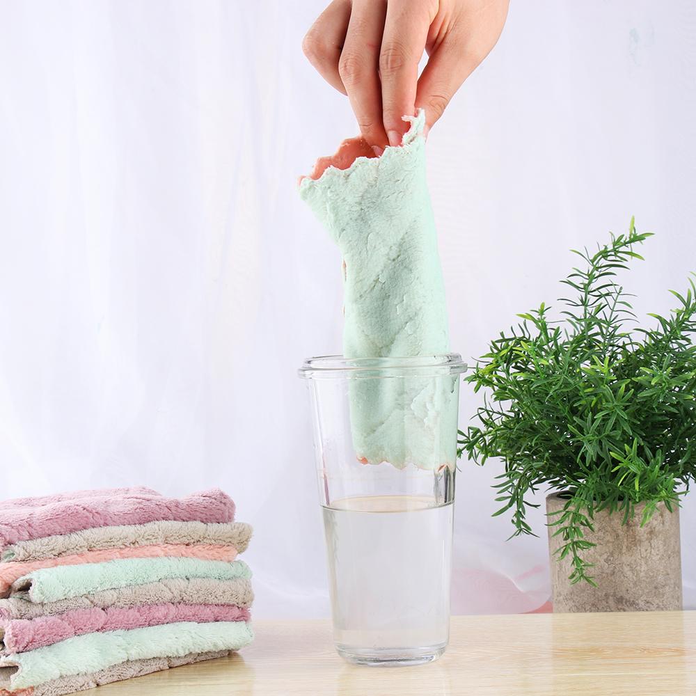 Dish Microfiber Household Kitchen Cleaning Towel Clean Cloths Non-stick Oil Rags Scouring Pad