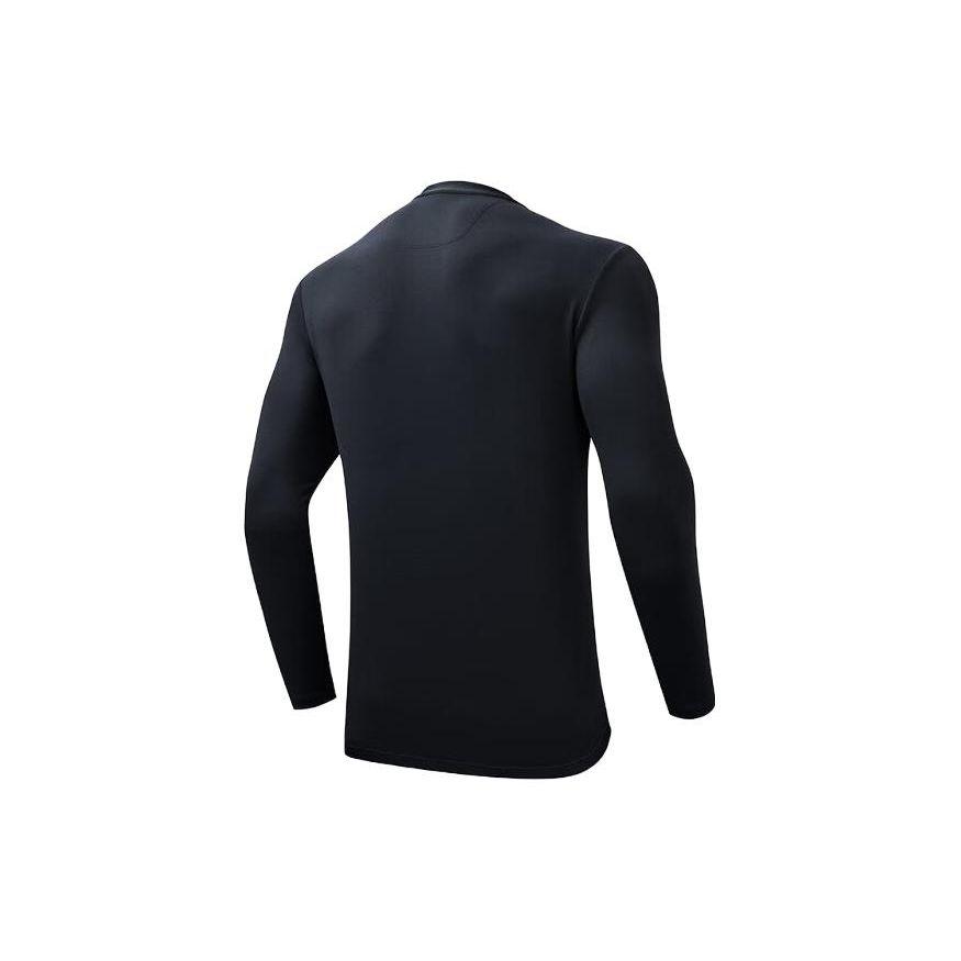 Anta Training Series Solid Color Round Neck Pullover Long Sleeve Fitness Shirt Men tops Black 152347410-3