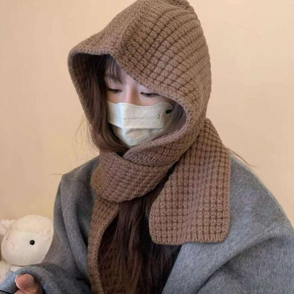 Warm Winter Balaclava Caps Thicken Hooded Caps High Quality Neck Face Scarf Bib  Women