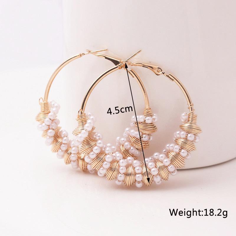 

2026 New Exaggerated Women Hoop Earrings Colorful Acrylic Beads Twisted Earrings Imitaiton Pearl Beads Big Heavy Earrings