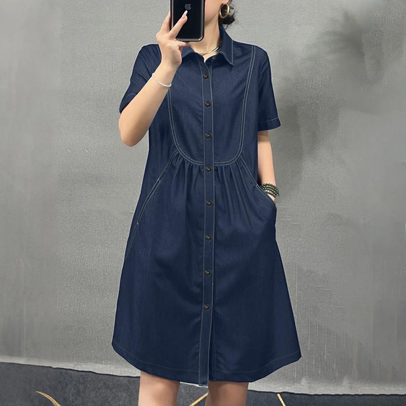 ZANZEA Women Casual Turn Down Collar Summer Short Sleeve Dress