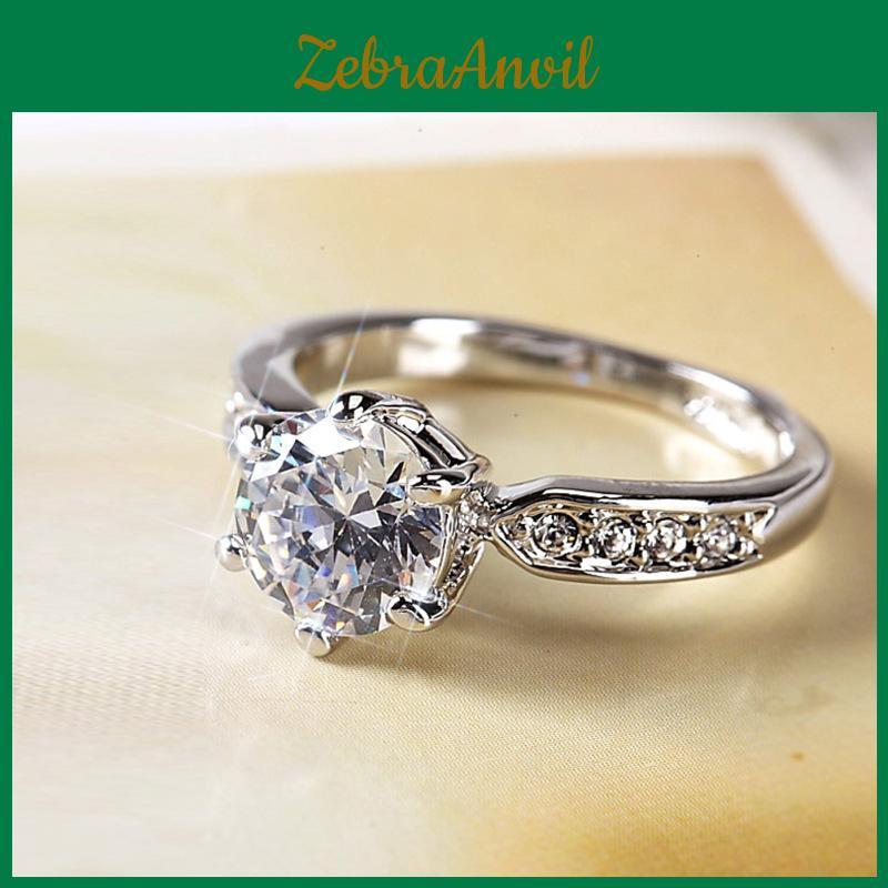 Elegant Womens Geometric White Copper Ring With Faux Diamond For Weddings And Engagements