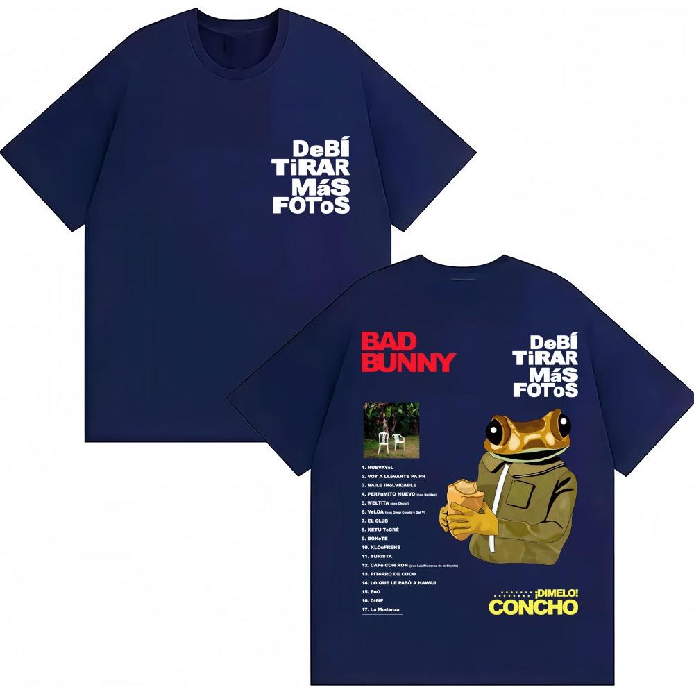 Rapper Bad Bunny Debi Tirar Mas Fotos Album T Shirts Men's Trendy O-Neck T-shirt Oversized Cotton Casual T-shirts
