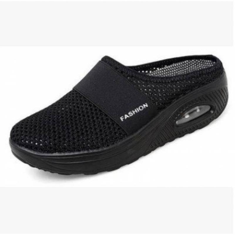 Coarse net summer new lazy one-pedal bag head mesh slippers women's simple wedge heel drag