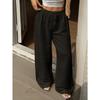 Women Casual Elastic Drawstring High Waist Wide Leg Pants Loose Lightweight Beach Vacation Trousers