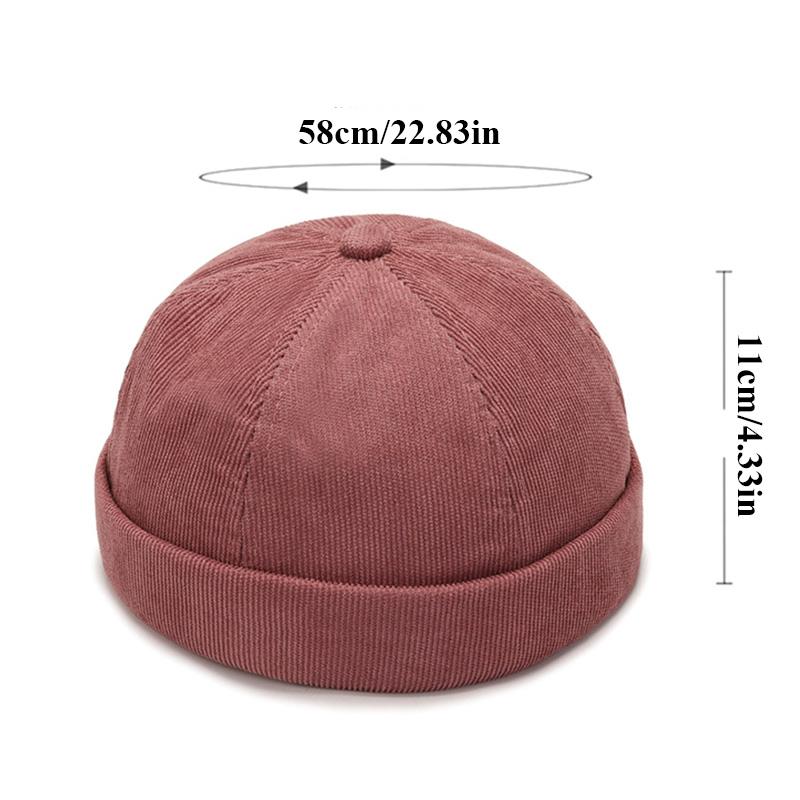 Winter Autumn Corduroy Beanie Hats Solid Color Landlord Hat Streetwear Hip Hop Brimless Hat Adjustable Docker Cap Wholesale