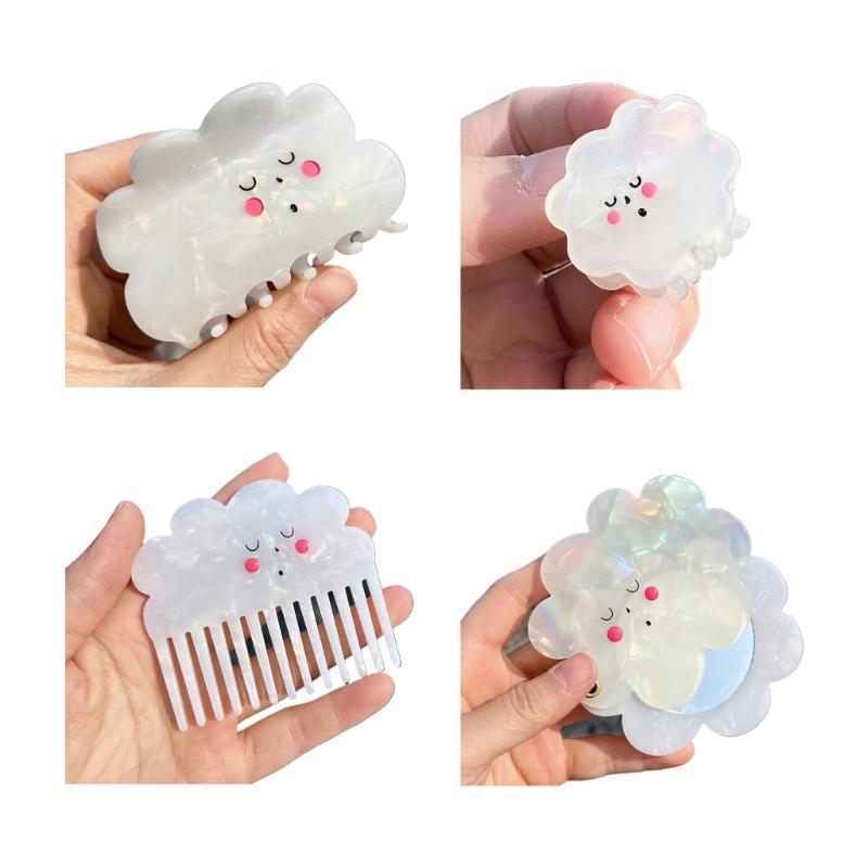 Small-fresh Hair Claw and Hair Comb Cloud Shape Small Mirror Non-slip Headwear