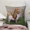 pc D Flat (Pillow Not Included) Cowboy Cat Riding Horse Western Humor Cushion Cover Short Plush Quirky Pet Lover Decor Throw