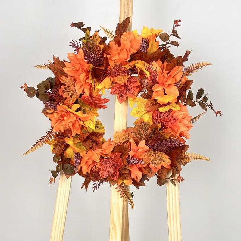 New Autumn Harvest Festival Wreath for Door or Wall - Thanksgiving Floral Home Decoration