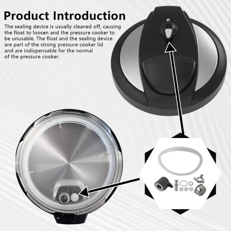 Pressure Cooker Steam Release Valves Set with Silicone Sealing Rings Pressure Cooker Exhaust Part Suitable for 6L