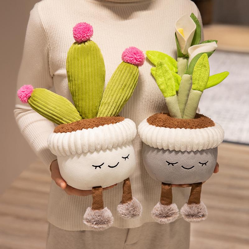 5 Styles Cute Lifelike Potted Plants Plush Toys Soft Pretty Sunflower Cactus Toys Creative Decor For Room/Car/Office Lovely Gift