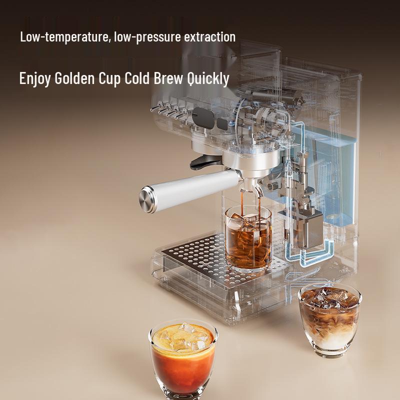Italian Semi-Automatic Coffee Machine with Temperature Control, Low-Pressure Extraction, and Milk Frothing
