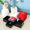 Rose Drawer Gift Box Double Wing Folding Door Soap Flower Jewelry Case Premium Velvet Ring Necklace Earring Storage Organizer