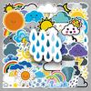 50 Cute Cartoon Weather Stickers - Waterproof Cloud & Milk Tea Cup Designs for Decoration