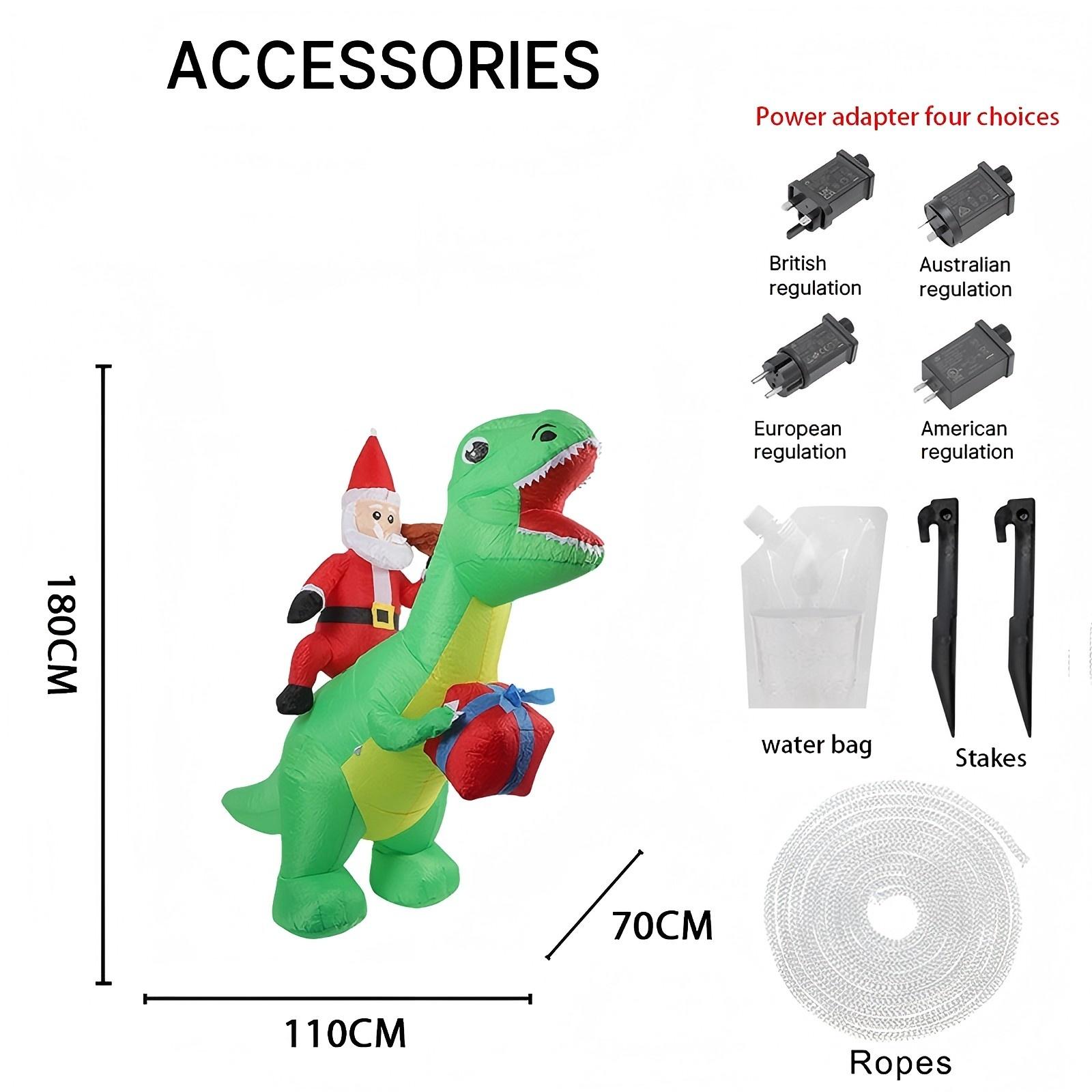 

5.91FT Yard Party Decoration Inflatable Santa Claus Ride Dinosaur Gift Box Toy LED Light Xmas Supplies Ornament Christmas Gifts RU