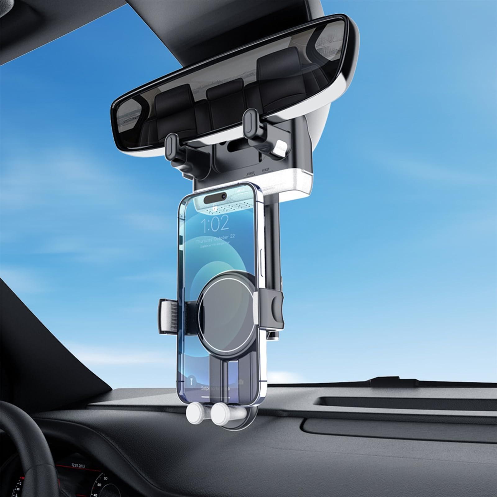 

Держатель для телефона на зеркало заднего вида, Вращающиеся и выдвижные держатели для телефона для вашего автомобиля, Вращающееся на 360° регулируемое крепление для мобильного телефона One Size