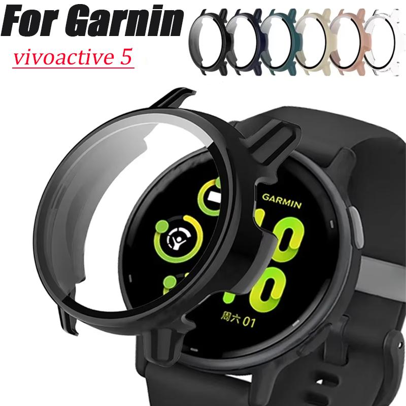 Nové tvrzené sklo+PC pouzdro pro Garmin Vivoactive 5 Ochranné pouzdro proti poškrábání displeje pro Garmin Active 5