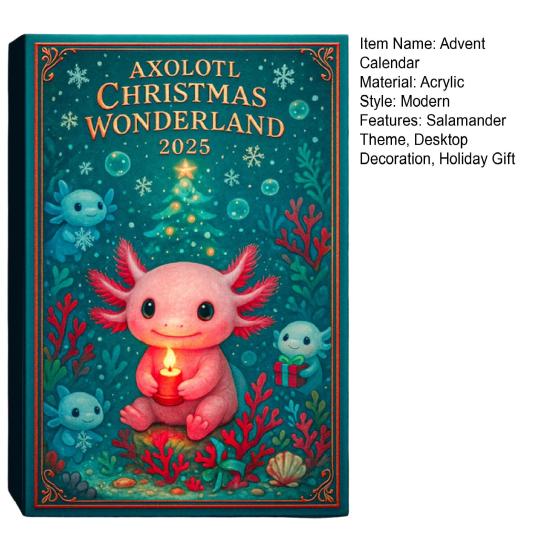 Christmas Salamander Advent Calendar Acrylic Hanging Salamander Decoration 24 Days Xmas Countdown Calendar Home Office Desktop Ornament