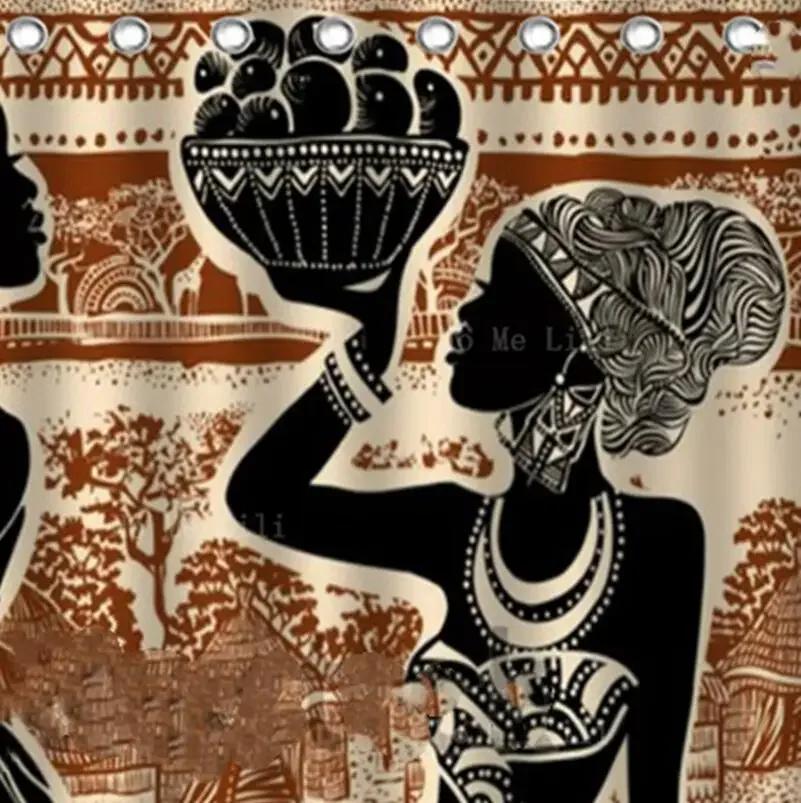 Modern African Ethnic Woman Sexy Girl Sunset Background Painting Shower Curtain By Ho Me Lili With Hooks Decoration Bathroom