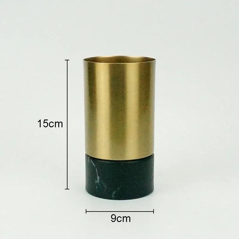 

Imitation Marble Gold-plated Metal Vase Artificial Flowers Decorative Flower Arrangement Desk Decoration Crafts Floral Vases