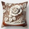 Three-Dimensional Rose Pattern Square Polyester Pillowcase Sofa Living Room Cushion Cover Bedroom Bedside Pillow Cover