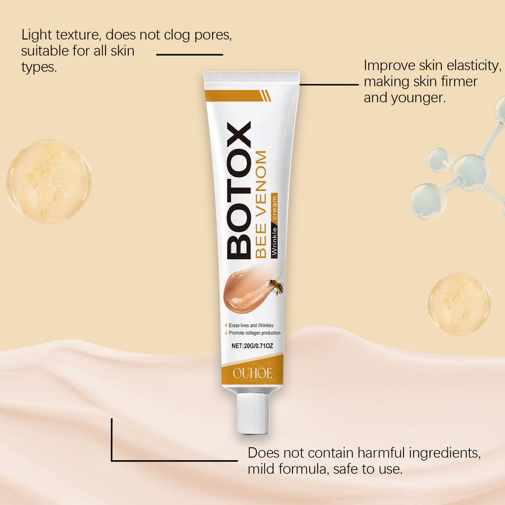 Crème Visage Anti-âge au Venin d'Abeille Anti-rides Lifting du Cou Raffermissante Hydratante Adoucissante Blanchissante pour la Peau