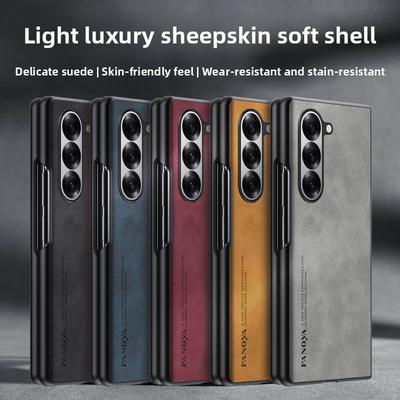 Luxury Sheepskin Leather TPU Protect Phone Case for Samsung Galaxy Z Fold 7 6 5 4 3 Skin Feel Cover