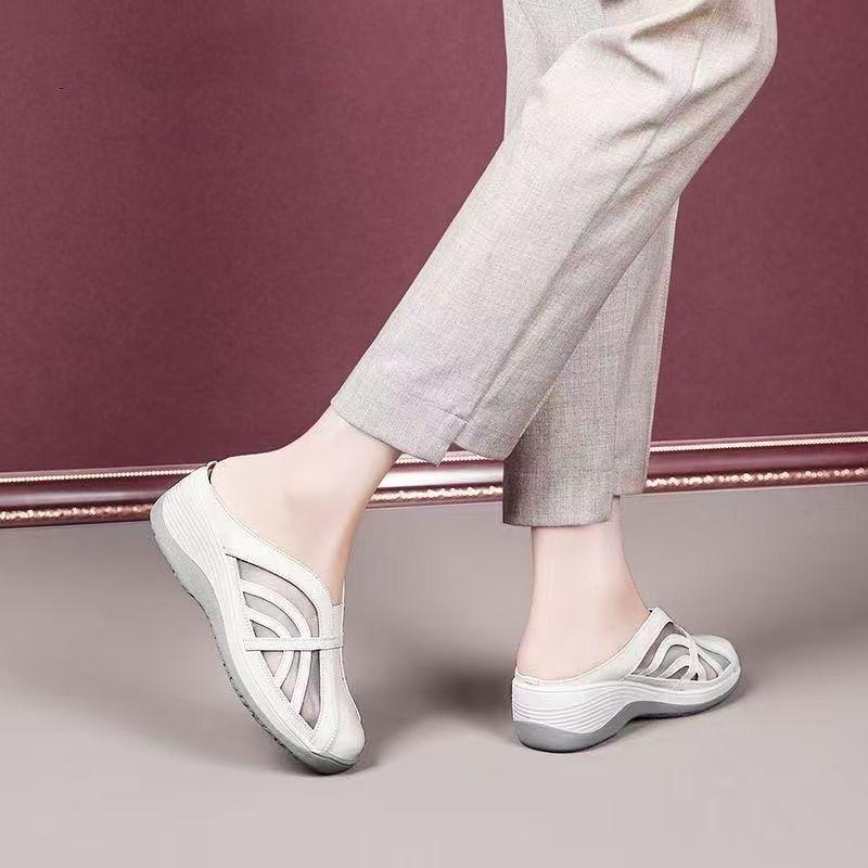 Neue weiche Leder-Flip-Flops mit rutschfestem Hohlmuster - Damenschuhe