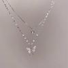 New Shiny Butterfly Necklace Ladies Exquisite Double Layer Clavicle Chain Necklace Jewelry for Ladies Gift