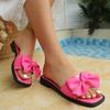 Bow Flat Slippers for Women – Summer New Large-Size Fashionable Beach Slide Sandals