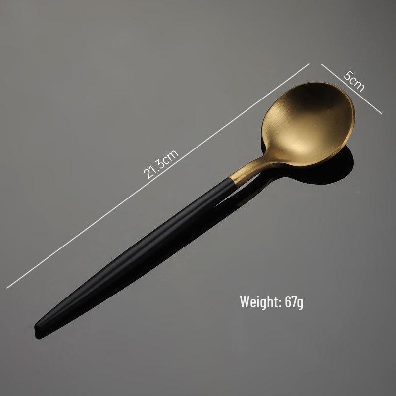 Qianxing Portuguese Style Gold Head Black Handle Dinner Spoon Set