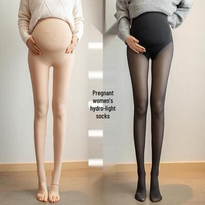 Maternity Sheer Triangle Massage Tights – Black, Lightweight, Hip Lifting, Realistic Bare Leg, Spring/Autumn (100g).