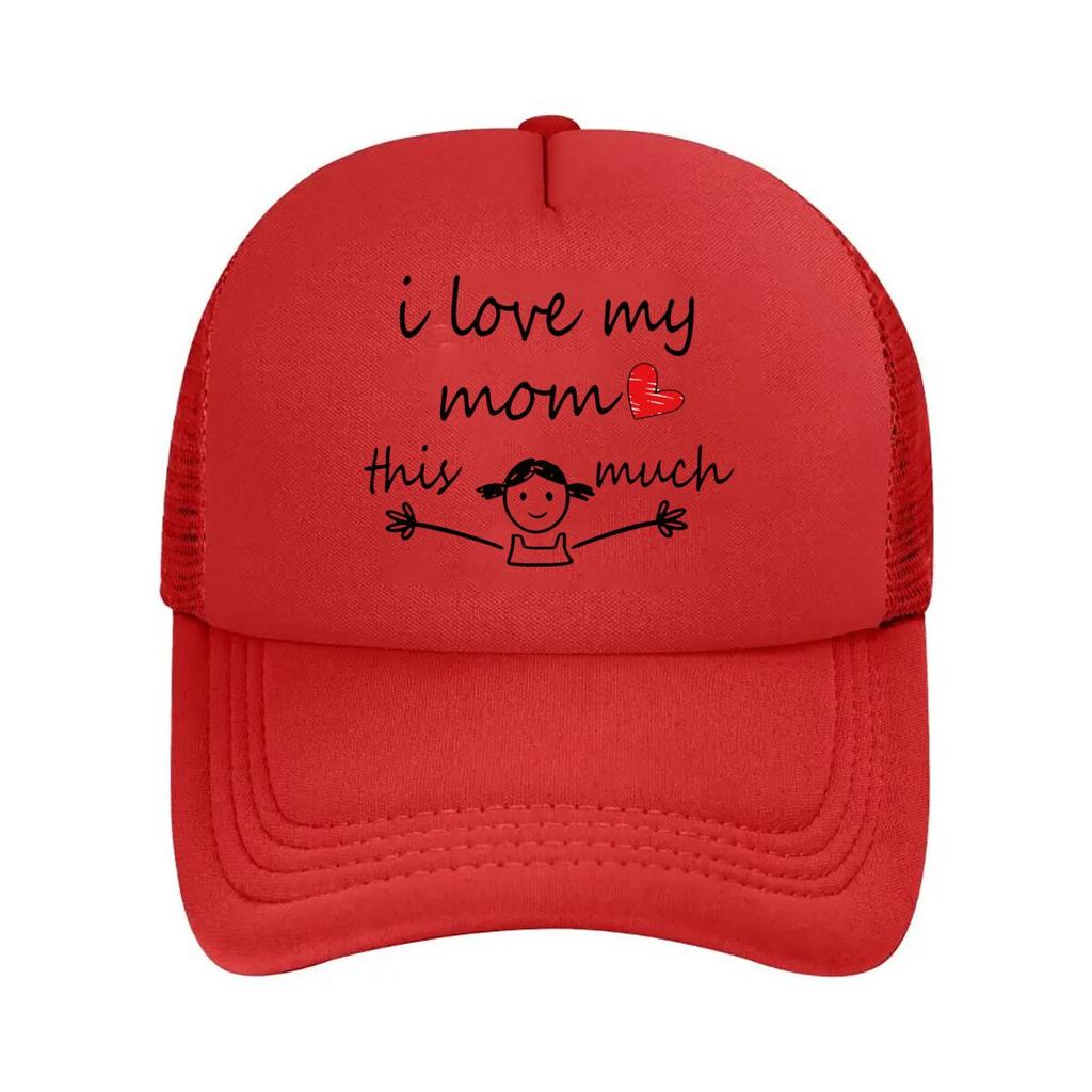 I Love My Mom This Much Heart Girl Mesh Baseball Cap Casual Hat Outdoor For Womens Unisex FeUnisex