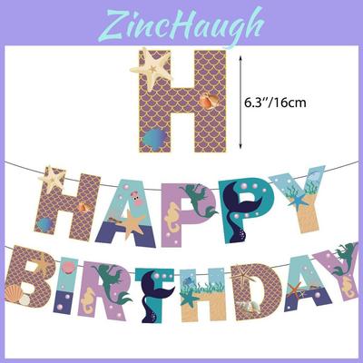 Original Mermaid Theme Party Decor Ocean Animal Birthday Banner Balloon Cake Topper Set